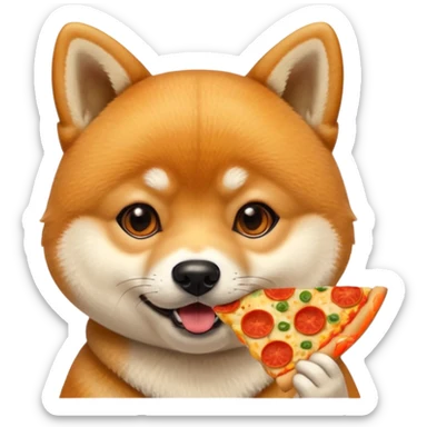 cute shiba inu eating pizza sticker