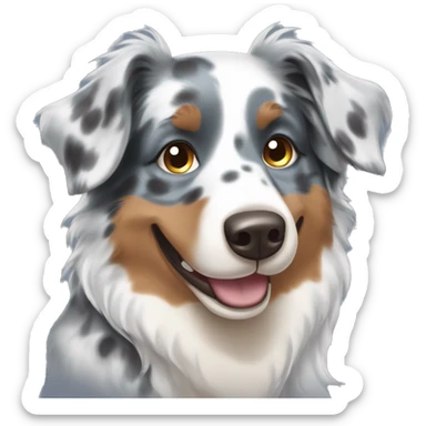 Blue merle australian shepherd smiling one eye brown one blue  sticker