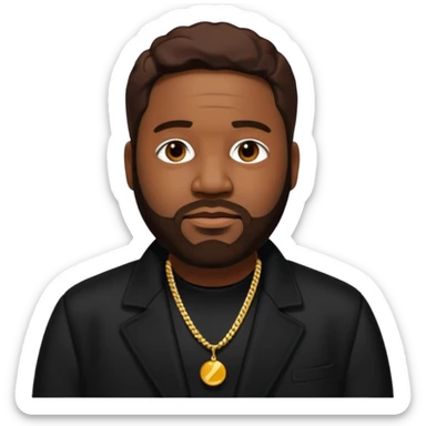 Gerald Levert with dark brown hair, black outfit sticker