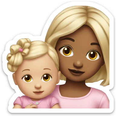 realistic baby girl with doll baby sticker