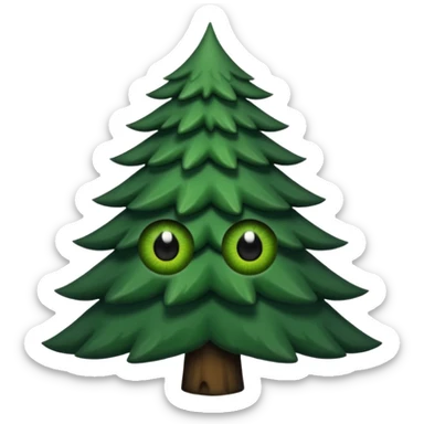 sapin avec deux gros yeux noirs, pas de bouche sticker