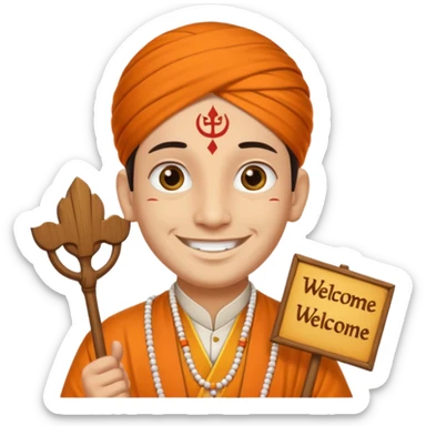 PANDIT JI WITH WELCOME TYPE sticker