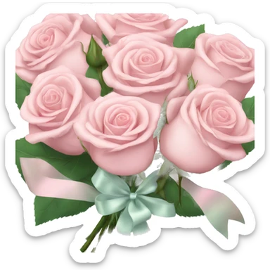Pastel Pink roses bouquet with bow sticker