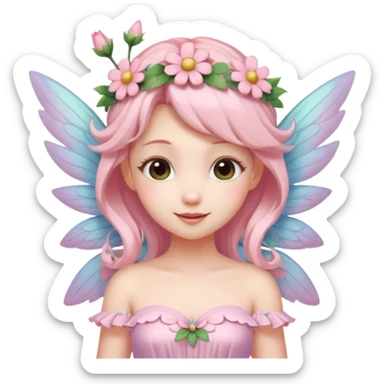 cute pastel fairy girl flower head decoration wink sticker