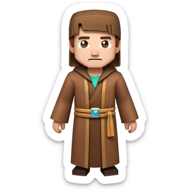Minecraft Villager full body with brown robe, big nose blocky character sticker