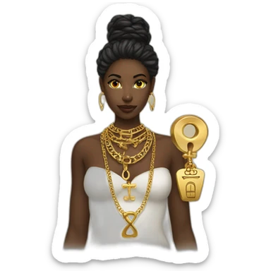 gold necklace with ankh with black woman sticker