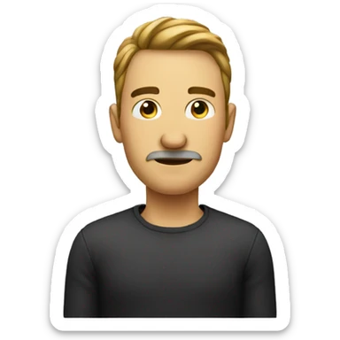 man with emoji face with raised eyebrow, finger pointing forward  sticker