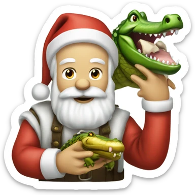 Redneck santa eating an alligator  sticker