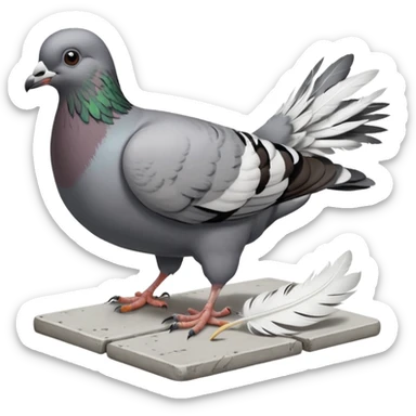 Pigeon eating scraps on a sidewalk sticker