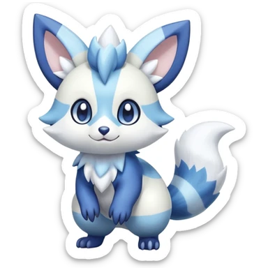 Shiny White Pastel Snowy Icy Sparkly Cute Furret-Meowstic-Zangoose-Hybrid (Full body) sticker