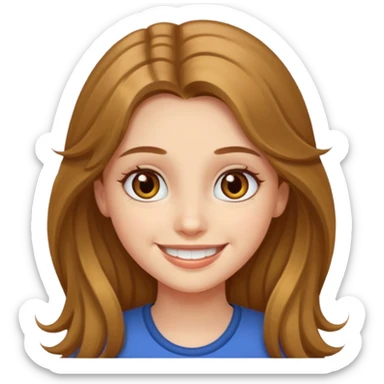 create a girl with hazel long hair, hazel eyes and beautiful smile sticker