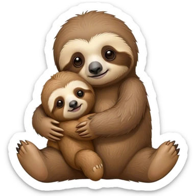 Baby sloth hugging a teddy bear sticker
