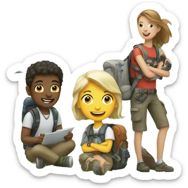 friends enjoying outdoor adventure sticker