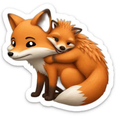 Fox hug hedgehog sticker