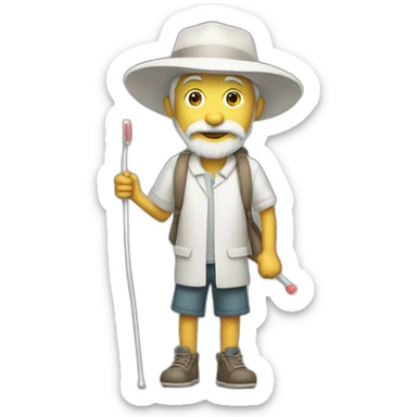 White Wanderer with a toothbrush as walking stick cool sticker