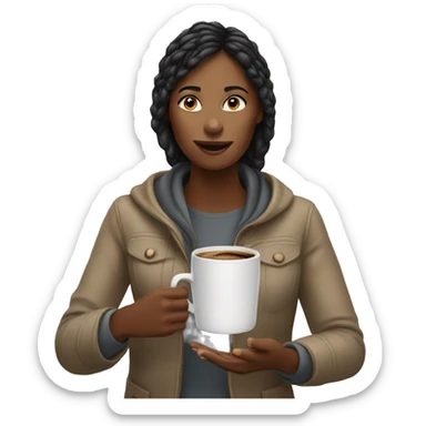 Woman asking for coffee sticker