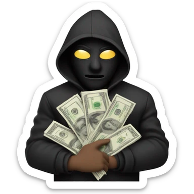 Masked burglar with money sticker