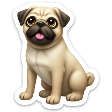 a stuffed pug with its tongue sticking out sticker