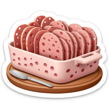 cold cuts (mortadella on a rectangular pot platter) sticker