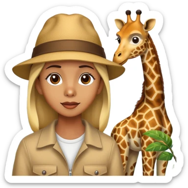 a person visiting a zoo with animals like giraffe and monkey in the background sticker