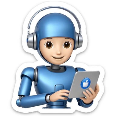 artificial Inteligence robot that is working in customer care and checking social media sticker