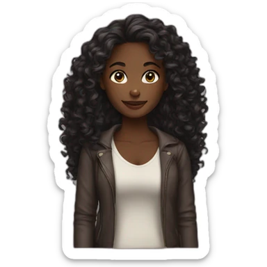 woman dark skin long curly hair sticker