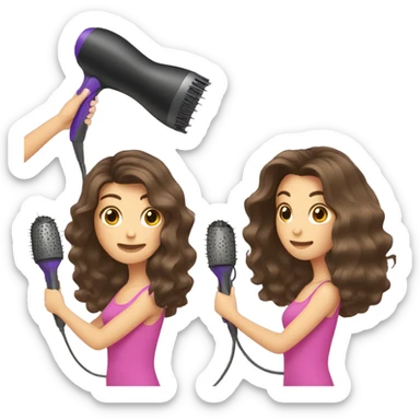 Brunette girl blow drying hair sticker