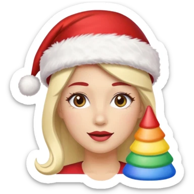women santa with party cap rainbow cap 
   sticker
