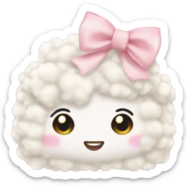 fluffy cream cosmetic bag with a bow sticker