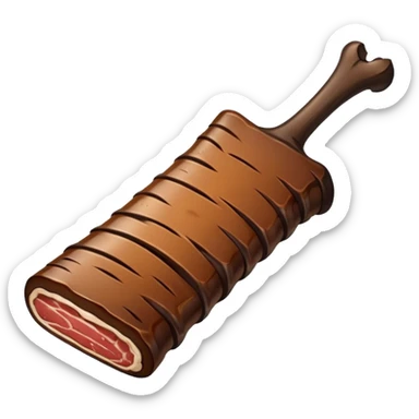 a single smoked beef rib thinner with the bone and seasoning  sticker