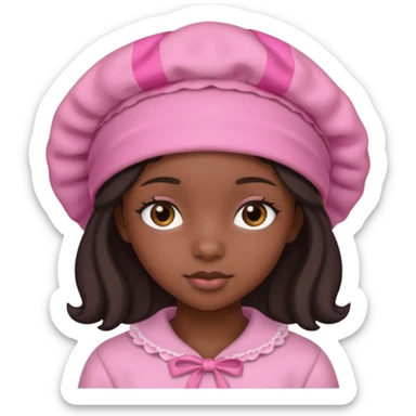Black girl with pink bonnet teen sticker