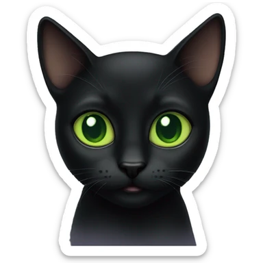 A black cat with green eyes sticker
