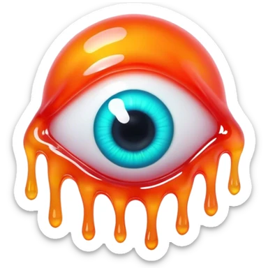 gummy neon melting eyeball sticker