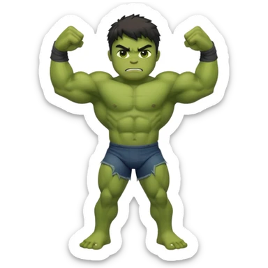 kid hulk flexing arms full body sticker