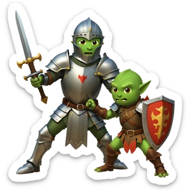 Knight fight against a goblin sticker