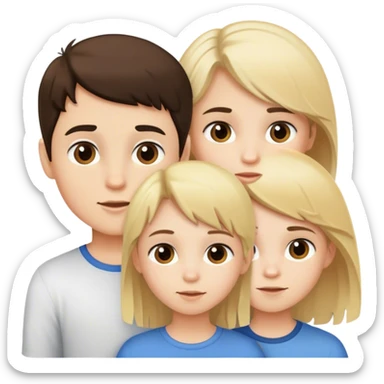 3 kids faces, brunette girl, two blonde boys sticker