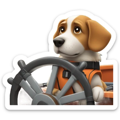 Dog driving a boat  sticker