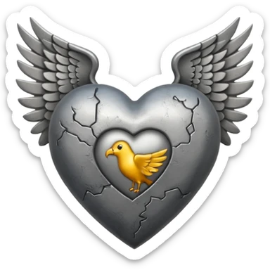 Corazon gris con alas y una venda todo gris sticker
