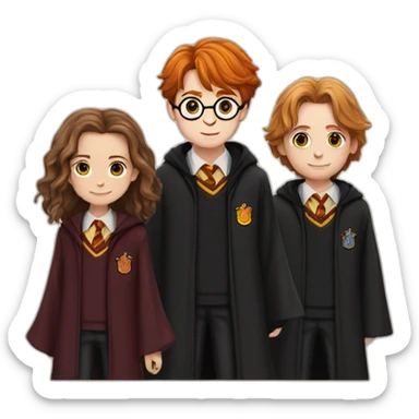 harry potter with ron weasley and hermoine granger sticker