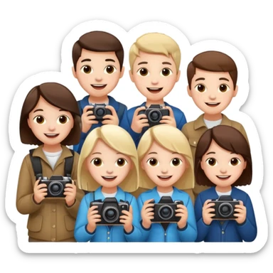 create photographers and boys and girls in different poses sticker