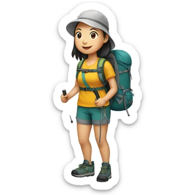 chinese girl hiking sticker