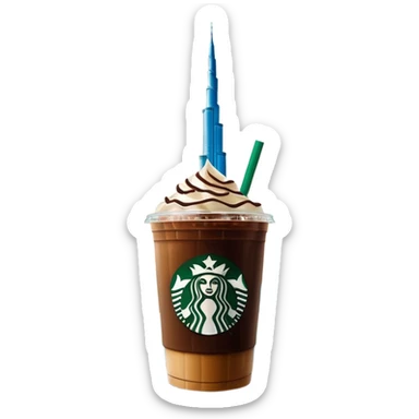 Starbucks iced coffee with Dubai chivalry bar with green filling and burn Khalifa  sticker