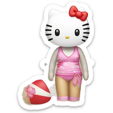 hello kitty in the beach sticker