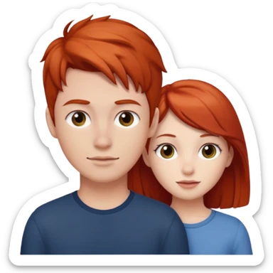 red head girl with brunette boy couple sticker