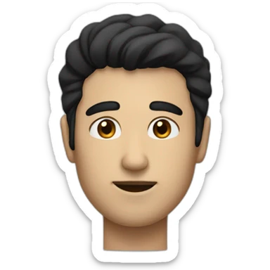 man with black hair comped sideways and a small black square between the mouth and the nose sticker