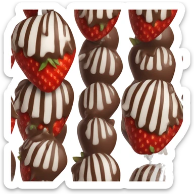 Chocolate covered strawberry with white stripes sticker