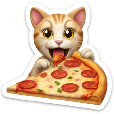 Cat eating pizza sticker