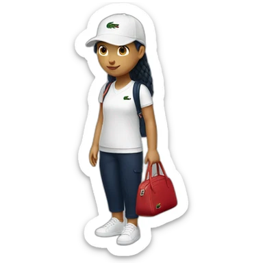 Lacoste bag girl with black lacoste cap sticker