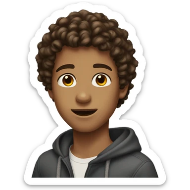 teenage boy tall curly brown hair and brown eyes sticker