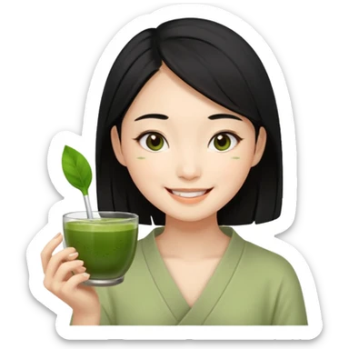 make an asian girl that loves matcha sticker